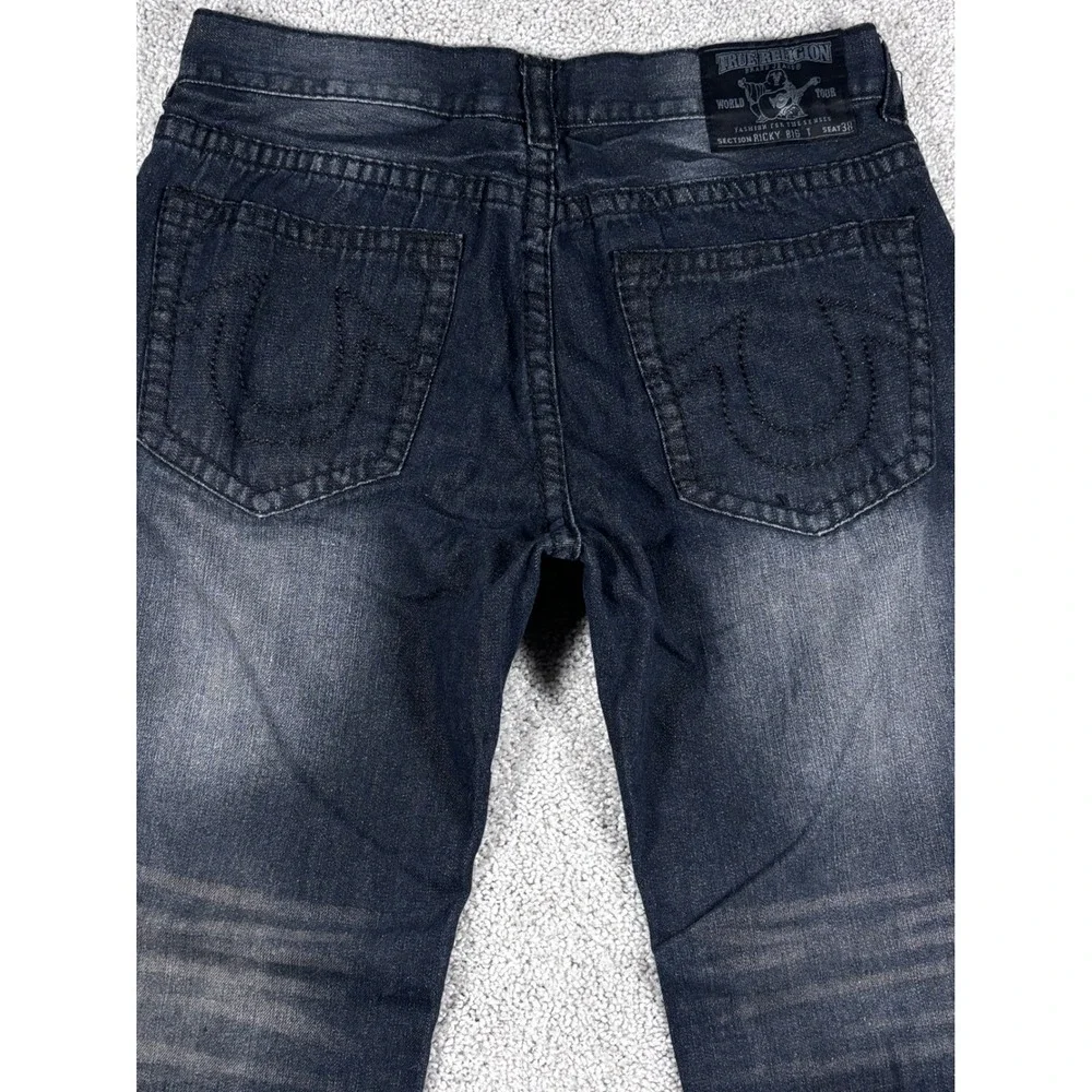 True Religion Jeans Mens Size 38 Black Denim Straight‎ Leg USA Made